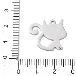 304ステンレスペンダント  猫の形のチャーム  艶出し  ステンレス鋼色  19x22x1.5mm  穴：1.9mm&nbsp;SA-CBAE115-04P