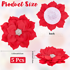 ポリエステルとラインストーンの装飾アクセサリー  ドレス衣装の装飾用  花  レッド  77~80x26mm&nbsp;DIY-WH20063-015B