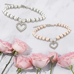 2Pcs 2 Colors Plastic Imitation Pearl Beads Pet Collar&nbsp;AJEW-CN0003-95