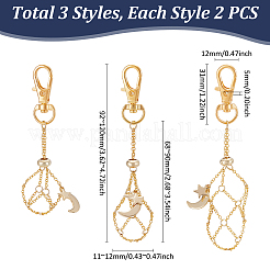 6Pcs 3 Styles Moon & Star Alloy Swivel Lobster Claw Clasps & Brass Cable Chains&nbsp;AJEW-UN00040