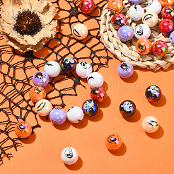ハロウィーンテーマメッキアクリルビーズ50個  ラウンド  ミックスカラー  15.5x15mm  穴：2.5mm&nbsp;OACR-CJ0002-21