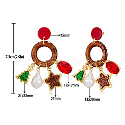Christmas Brass Enamel Dangle Stud Earrings&nbsp;FS-WG0512A-01