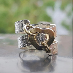 Hammered Alloy Finger Link Rings for Women&nbsp;FS-WG9B92C-04