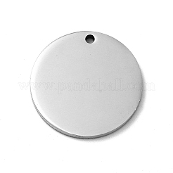 乳がんピンクリボンスタイル201ステンレススチールペンダント  フラットラウンド  ステンレス鋼色  ブラック  25x1mm  穴：1.8mm&nbsp;STAS-J041-03A