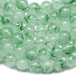 天然石マレーシアジェイドビーズ連売り  染め＆加熱  ラウンド  薄緑  8~8.5mm  穴：1.2mm  約48個/連  14.96インチ（38cm）&nbsp;G-L645-C01-8mm-14