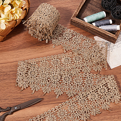 5ヤードのポリエステル刺繍レーストリムリボン  ウェーブの縁取りレーストリム  洋服アクセサリー  バリーウッド  2-3/4インチ（70mm）&nbsp;OCOR-CY0001-23B