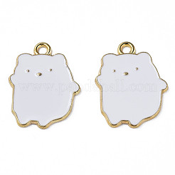 合金エナメルチャーム  カドミウムフリー＆鉛フリー  ライトゴールド  クマ  ホワイト  22x17x1mm  穴：1.8mm&nbsp;ENAM-N059-20