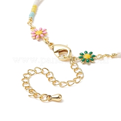 女性用手作り真鍮デイジーフラワーリンクチェーンアンクレット  カラフル  11-3/8インチ（28.9cm）&nbsp;AJEW-AN00533