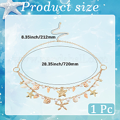 1Pc Starfish Shell Alloy & Resin & Natural Shell Double Layer Tassel Summer Beach Waist Chains for Sexy Bikini&nbsp;AJEW-CY0001-94
