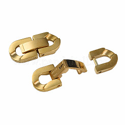 304ステンレススチール製折りたたみ式留め具  オーバル  ゴールドカラー  19x9x3mm  穴：2x3.5mm&nbsp;X-STAS-N087-48B-02G