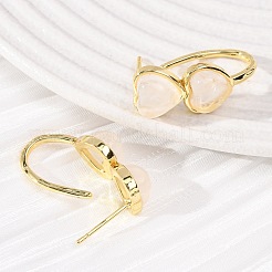 Valentine's Day Heart Natural Quartz Crystal Stud Earrings&nbsp;EJEW-T053-01G-08