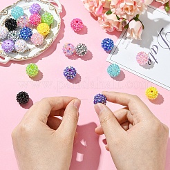 24Pcs 12 Colors Resin Rhinestone Beads&nbsp;RESI-YW0003-13