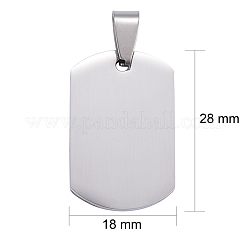 変色しにくい304ステンレススチールの大きなペンダント  鏡面研磨仕上げ  空白のスタンピングタグ  長方形  ステンレス鋼色  28x18x1.8mm&nbsp;STAS-I140-19H-S