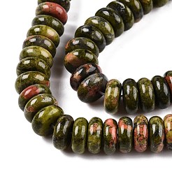 天然石ユナカイトビーズ連売り  ロンデル  10x4mm  穴：1mm  約50個/連  7.68~8.2''（19.5~20.5センチメートル）&nbsp;G-T138-61