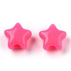 不透明なアクリルビーズ  スター  濃いピンク  9x9.5x5.5mm  穴：2.5mm  約2050個/500g&nbsp;MACR-T047-01-14