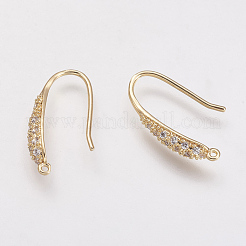 Brass Micro Pave Cubic Zirconia Earring Hooks&nbsp;KK-F731-05G