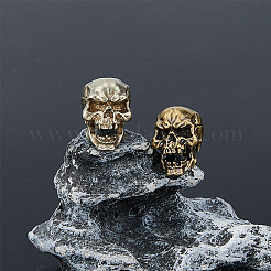 2個 2色 真鍮ヨーロピアンビーズ  大穴ビーズ  スカル  ミックスカラー  19x13x17mm  穴：5.5mm  1pc /カラー&nbsp;KK-FH0007-33
