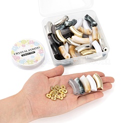 DIYジュエリー作成キット  カーブチューブccbプラスチックおよびアクリルビーズを含む  真鍮製スペーサービーズ  弾性水晶の線  ミックスカラー  チューブビーズ：42個/セット&nbsp;DIY-LS0003-83A
