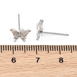 Shegrace 真鍮マイクロパヴェクリアキュービックジルコニアスタッドピアス  カドミウムフリーと鉛フリー＆ニッケルフリー  蝶  プラチナメッキ  8.5x9mm&nbsp;XGRQ4N863-725P