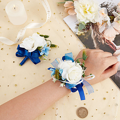 2Pcs Silk Cloth Flower Boutonniere Brooch&nbsp;JEWB-CP0001-42