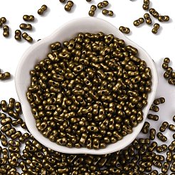 焼付塗装ガラスシードビーズ  メタリックカラー  ピーナッツ  コーヒー  6x3.5x3mm  穴：1mm  約4500個/ポンド&nbsp;SEED-L011-12A-10
