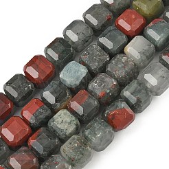 天然のアフリカブラッドストーンビーズ連売り  ファセットテーブルカットキューブ  8.5~9.8x8.5~9.8x8.5~9.8mm  穴：0.8~1.2mm  約45~46個/連  14.96~15.47インチ（38~39.3cm）&nbsp;G-C267-A15