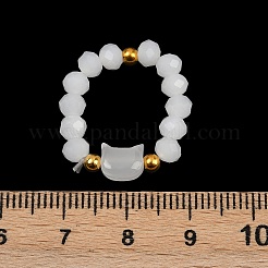 猫型ガラスビーズ指輪 2個  ミックスカラー  内径：18mm&nbsp;WG1374D-03