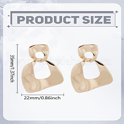 女性用合金ダングルスタッドピアス1組  ナゲット  ゴールドカラー  35x22mm&nbsp;EJEW-LP0003-72