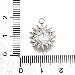 304ステンレスペンダント  太陽のチャーム  変色防止  ステンレス鋼色  16.5x13.5x3mm  穴：2mm&nbsp;STAS-M116-09P