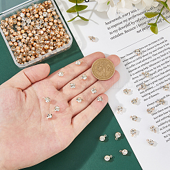 真鍮とガラスのペンダント200個  ラウンドチャーム  DIYジュエリーアクセサリー  ライトゴールド  8.5x6x4.5mm  穴：1.2mm&nbsp;FIND-FH0011-98A
