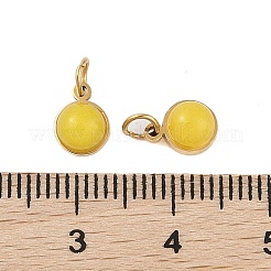 Ion Plating(IP) Natural Dyed Jade Half Round Charms with Jump Ring&nbsp;STAS-A097-05G-09