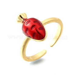 Brass Enamel Cuff Open Rings for Women&nbsp;RJEW-F184-13A-G