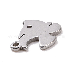 変色しない304ステンレススチールチャーム  魚のチャーム  ステンレス鋼色  11.5x10x1mm  穴：1.2mm&nbsp;STAS-G287-07P