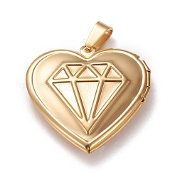 Ion Plating(IP) 304 Stainless Steel Locket Pendants&nbsp;STAS-K197-05G