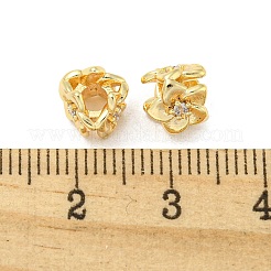 ガラス入り真鍮ビーズ  カドミウムフリー＆ニッケルフリー＆鉛フリー  花  18KGP本金メッキ  6.5x7x6.5mm  穴：3mm&nbsp;KK-H460-05G