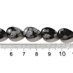 天然石スノーフレークオブシディアンビーズ連売り  ティアドロップ  13.5~14x10~10.5x5mm  穴：1mm  約27~28個/連  37.3~38.3cm&nbsp;G-I377-A28