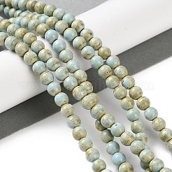 天然レインボーアラシャン瑪瑙ビーズ連売り  染め  ツートン  ラウンド  黄緑  6mm  穴：0.8mm  約67個/連  15.94インチ（40.5cm）&nbsp;G-NH0022-A01-01