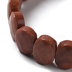 合成ゴールドストーン ビーズ ストレッチ ブレスレット  女性のためのアクセサリー用原石のアクセサリー  オーバル  内径：2-1/8インチ（5.4~5.5cm）&nbsp;G-E010-01-09