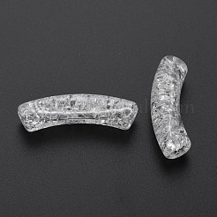 クリアクラックアクリルビーズ  カーブチューブ  ホワイト  32x8x10mm  穴：1.6mm  約330個/500g&nbsp;CACR-S009-001A-NA