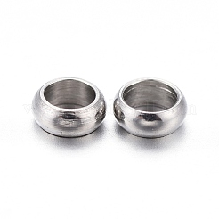 変色しにくい201ステンレススチールスペーサービーズ  ロンデル  ステンレス鋼色  3x1mm  穴：2mm&nbsp;STAS-K200-07P-E