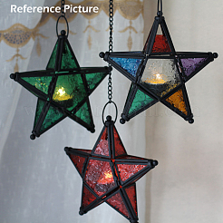 Pentagonal Star Embossed Glass Candle Holder&nbsp;AJEW-NH0001-03B