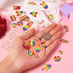 26Pcs 13 Styles Rainbow Color Pride Alloy Enamel Pendants&nbsp;ENAM-TA0001-88