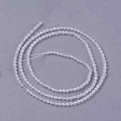 立方晶ジルコニアビーズ連売り  多面カット  ラウンド  ホワイト  3x2.5~3mm  穴：0.3mm  約114~141個/連  37cm&nbsp;X-G-F596-48I-3mm