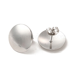 変色しない304ステンレススチール製フラットラウンドスタッドピアス（女性用）  ステンレス鋼色  15mm  ピン：0.8mm&nbsp;EJEW-I281-31P