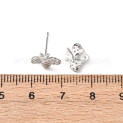 真鍮マイクロパヴェクリアキュービックジルコニアビースタッドピアス  プラチナメッキ  7.5x10mm&nbsp;EJEW-L278-10P
