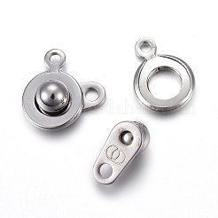 変色しない201ステンレススチール製スナップ留め  ステンレス鋼色  15x9x5mm  穴：1.5~1.8mm&nbsp;X-STAS-C042-03P