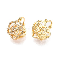 Flower Clear Cubic Zirconia Hoop Earrings&nbsp;EJEW-N054-62G