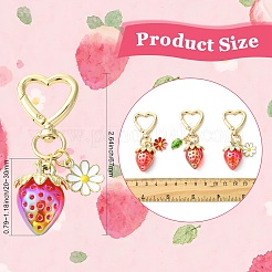 5 個のアクリルペンダント装飾  合金回転式ナスカン付き  苺  レッド  67mm&nbsp;HJEW-CJ00091