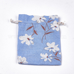 ポリコットン（ポリエステルコットン）パッキングポーチ巾着袋  花で印刷  カラフル  18x13cm&nbsp;ABAG-T007-02O