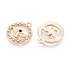 ラックメッキ合金ラインストーンペンダント  フラットラウンド＆イーグル  カドミウムフリー＆ニッケルフリー＆鉛フリー  ゴールドカラー  クリスタル  17x14x2mm  穴：1.5mm&nbsp;PALLOY-T091-22A-G